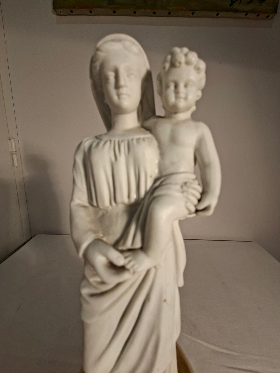 Virgin And Child In Biscuit Porcelain From Paris-photo-7