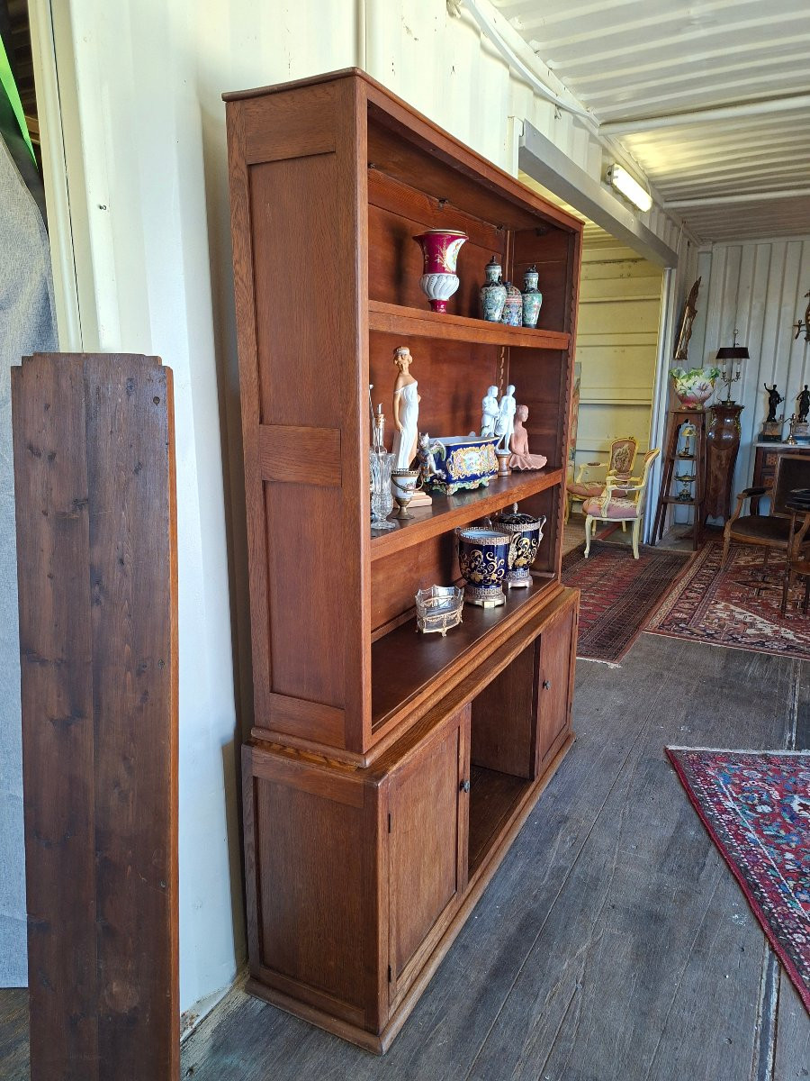 Bibliothèque en bois Naturel teinté en 2 parties -photo-3