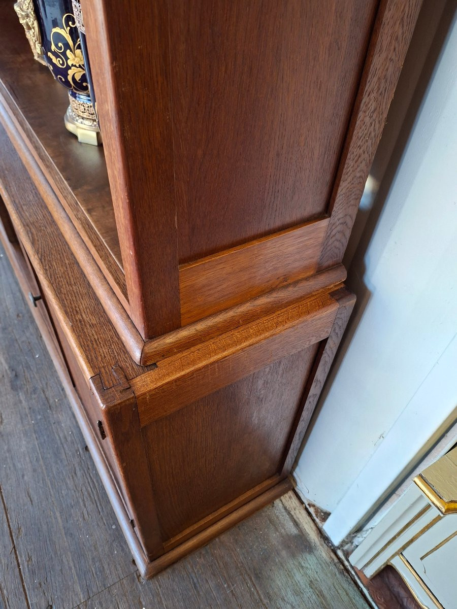 Bibliothèque en bois Naturel teinté en 2 parties -photo-4