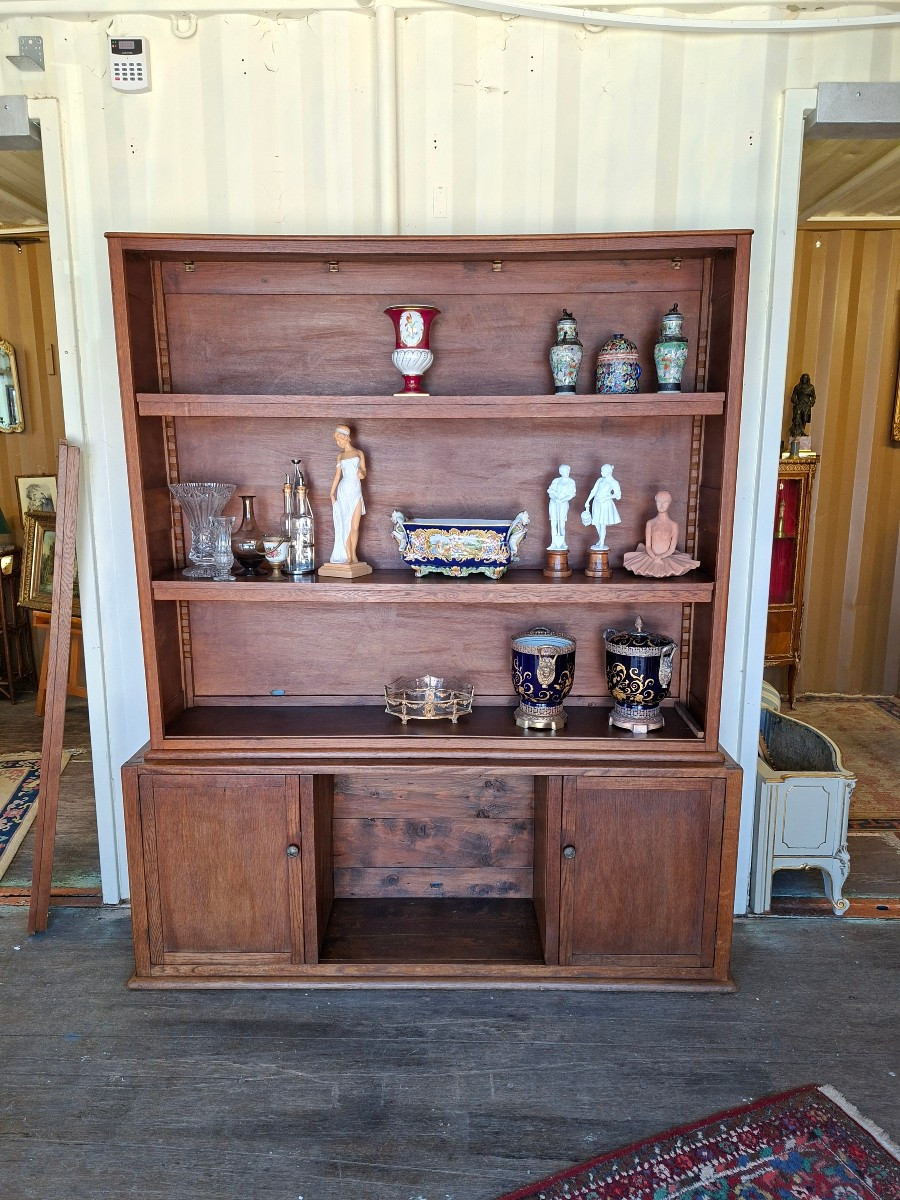 Bibliothèque en bois Naturel teinté en 2 parties 