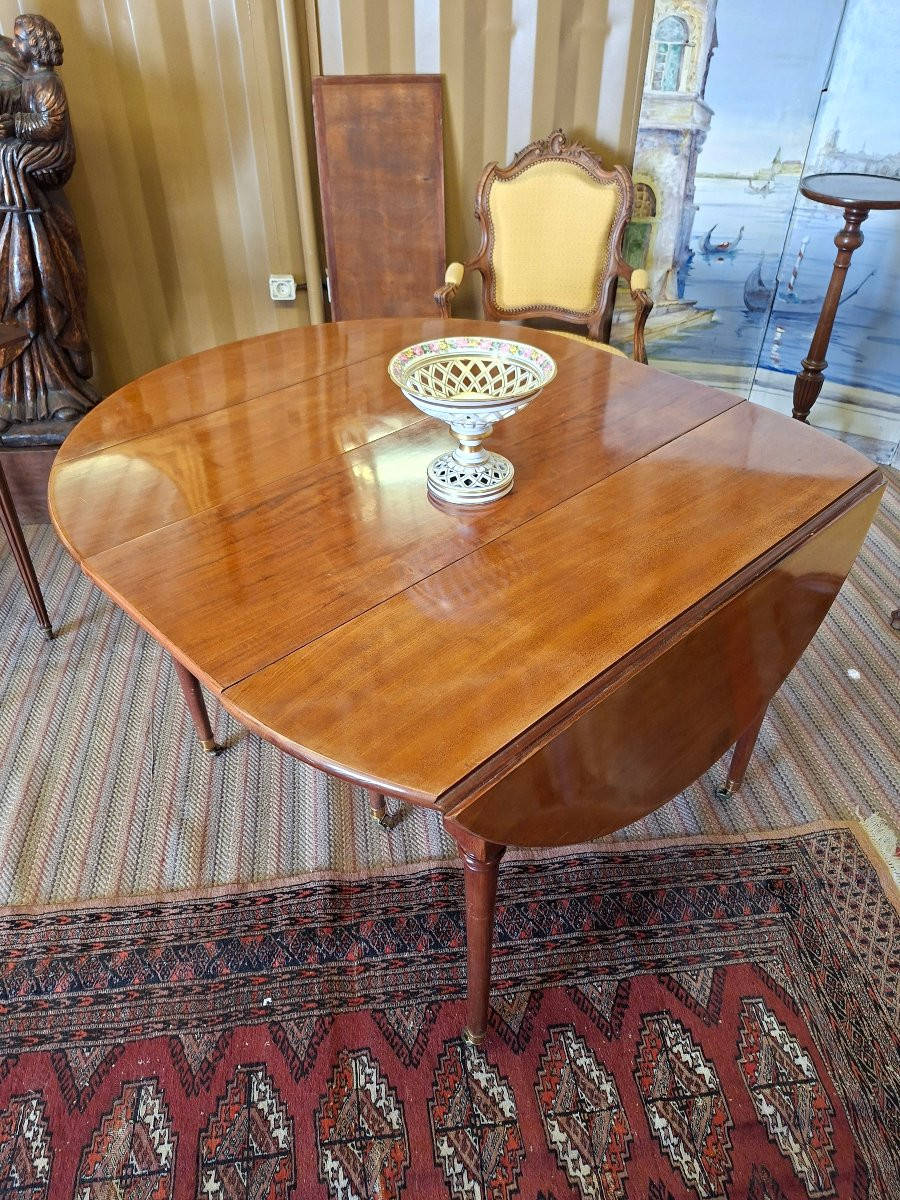 Mahogany Shutter Table On 6 Castor Legs With Extensions-photo-3