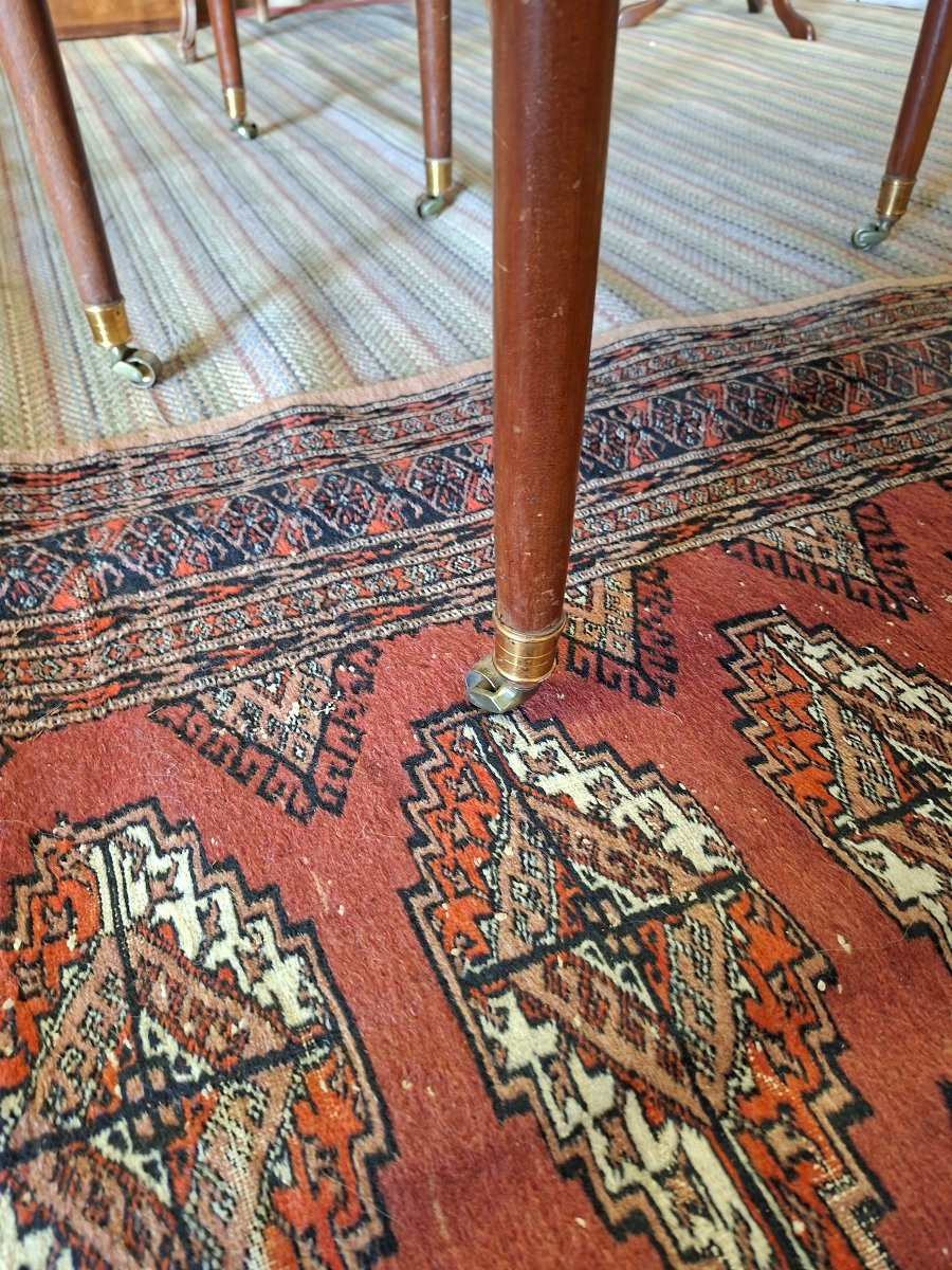 Mahogany Shutter Table On 6 Castor Legs With Extensions-photo-4