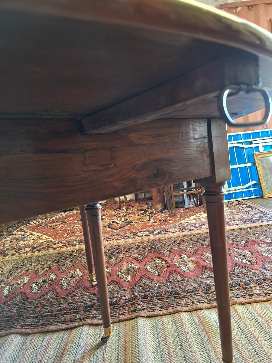 Mahogany Shutter Table On 6 Castor Legs With Extensions-photo-4