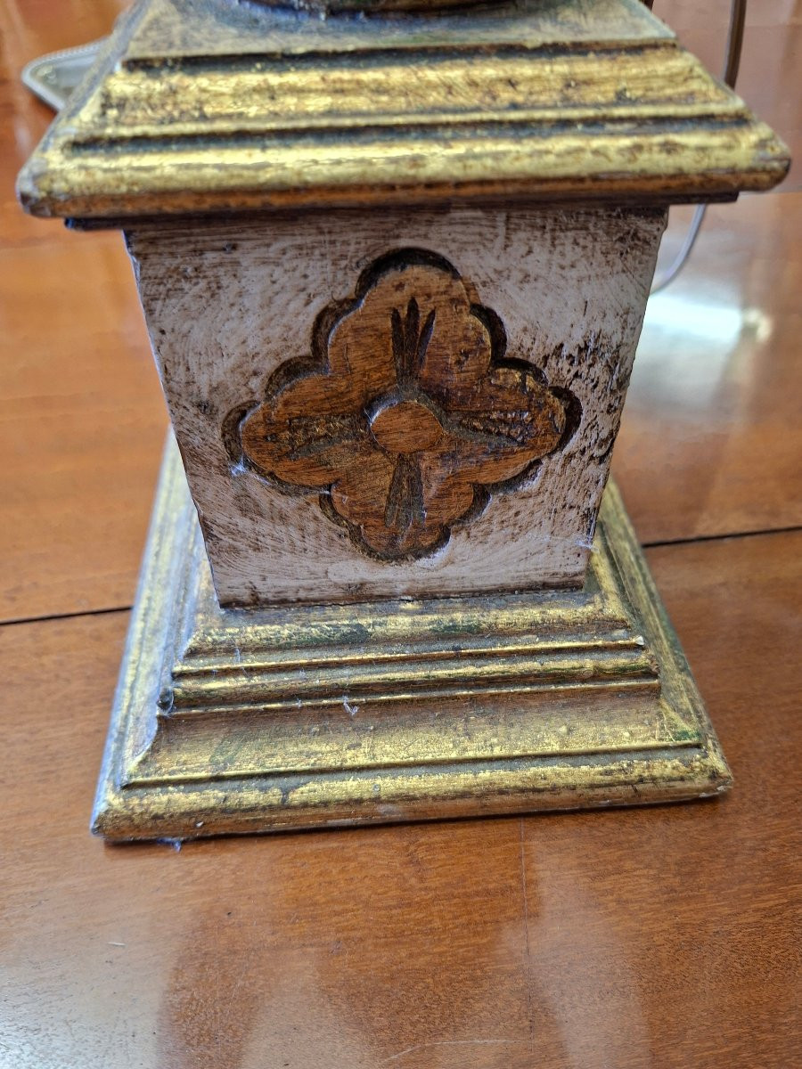 Baroque Lamp In Painted Wood-photo-3