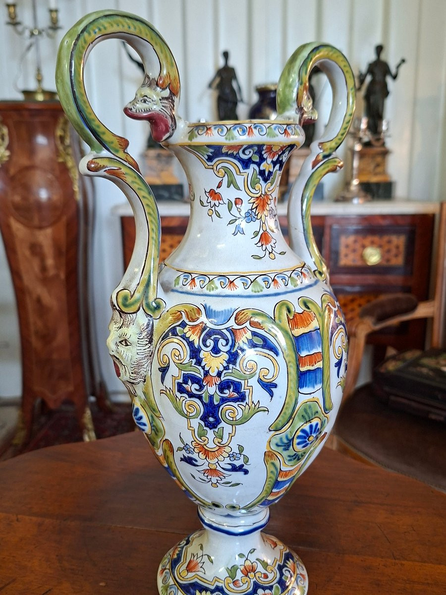 Vase/Amphore à Deux Anses de Desvres -photo-2
