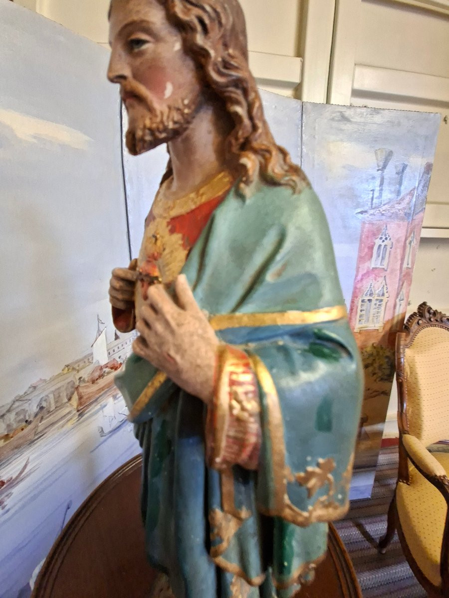 Statue Of Jesus In Polychrome Plaster-photo-4