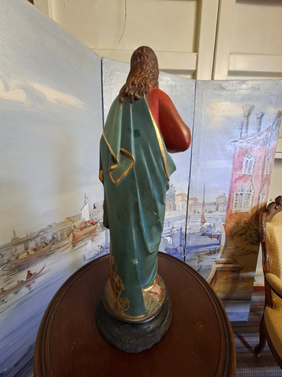 Statue Of Jesus In Polychrome Plaster-photo-4