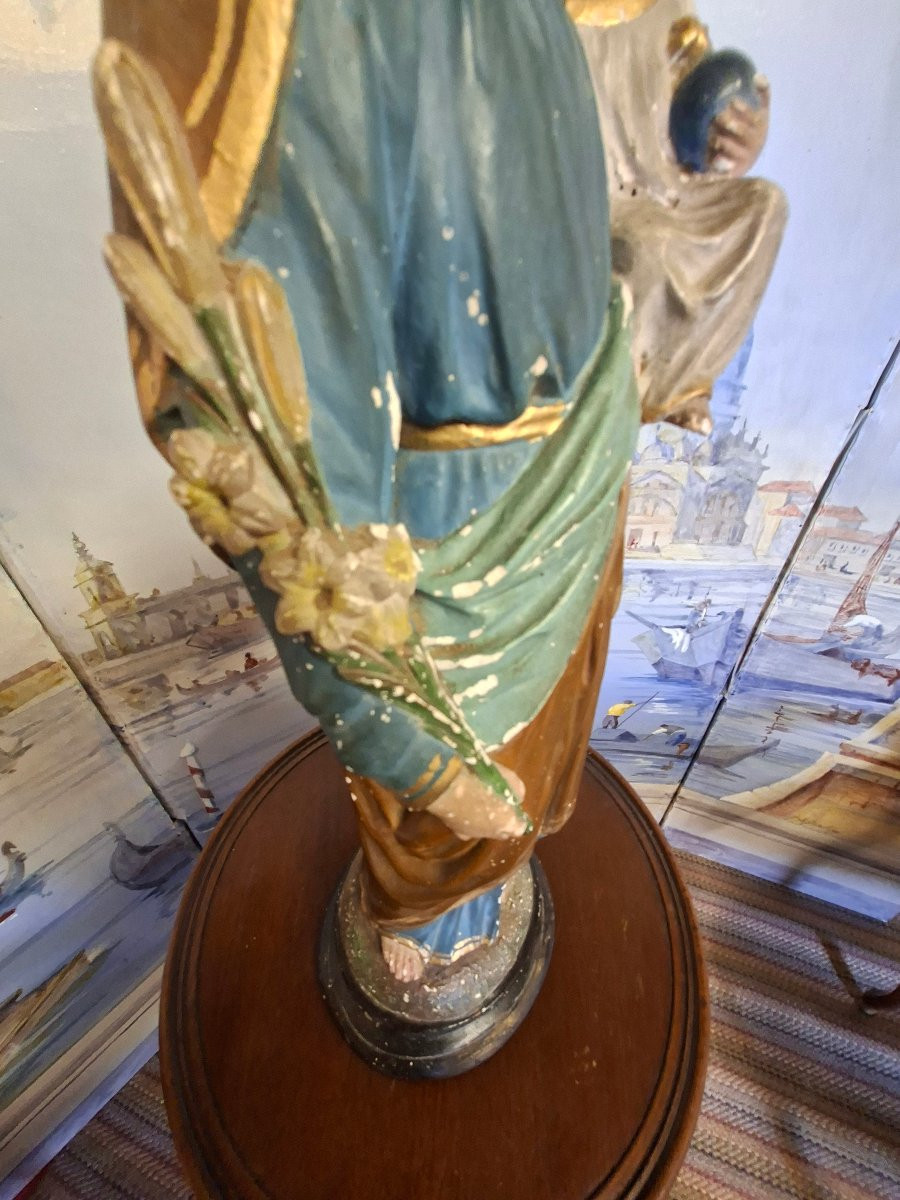 Statue Joseph et l'Enfant Jésus en plâtre peint Polychrome .-photo-1