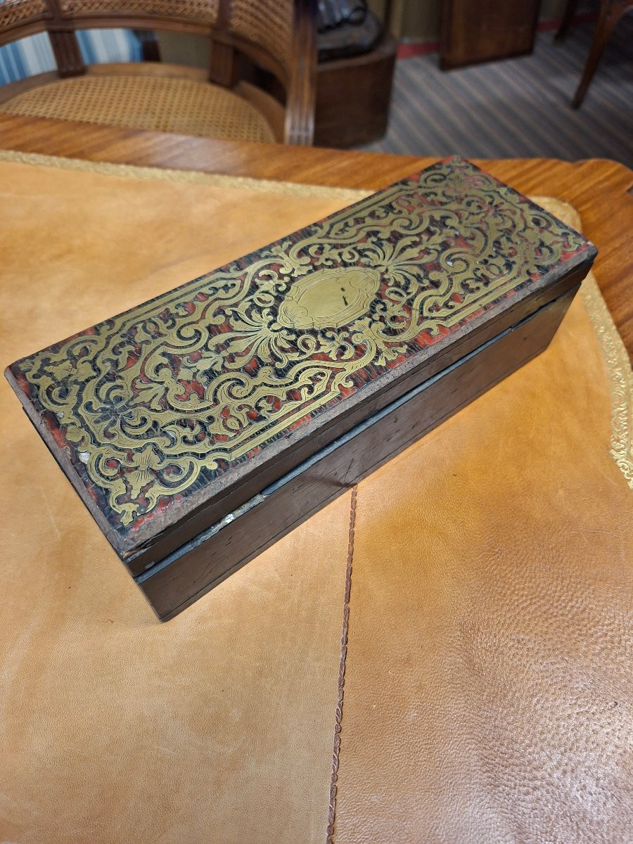 Mahogany And Boulle Marquetry Glove Box-photo-3
