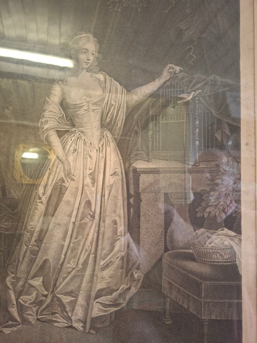 Lithographie d'une Dame Élégante époque 19ieme-photo-2