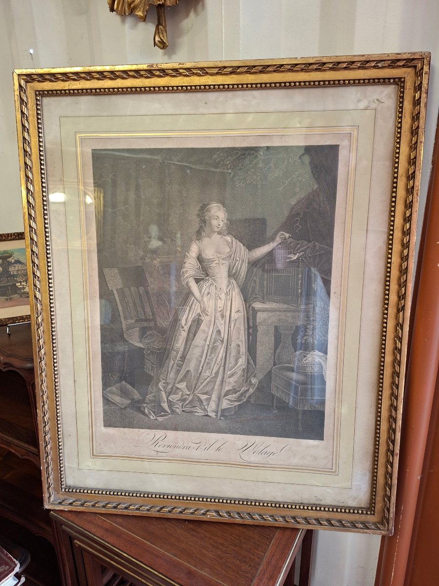 Lithographie d'une Dame Élégante époque 19ieme