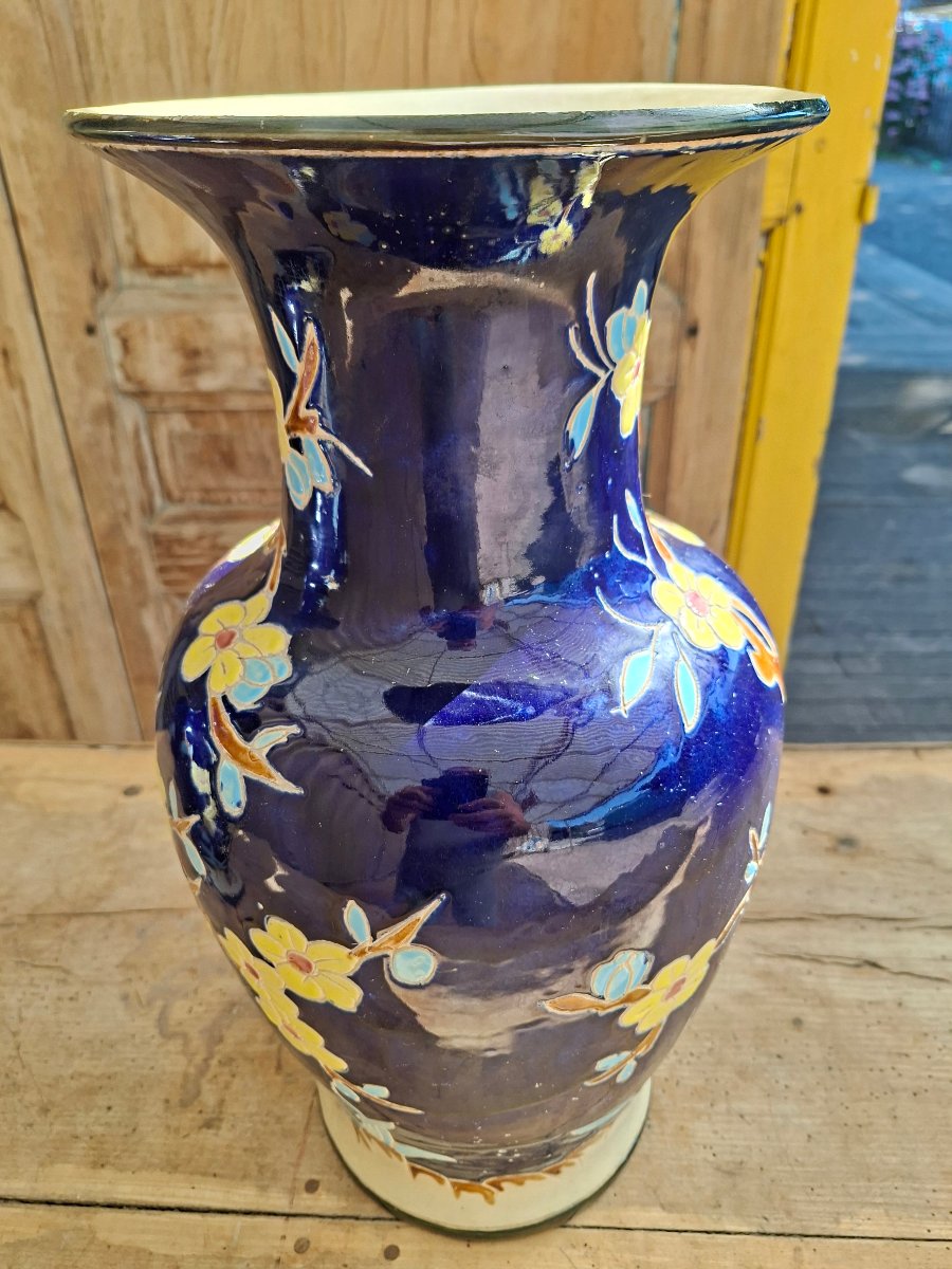 Grand Vases à Décors de Fleurs en bas relief-photo-2