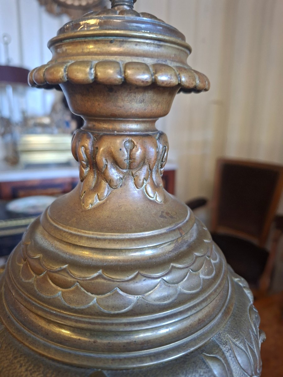 Lampe en Bronze à Décors de Chimères -photo-2