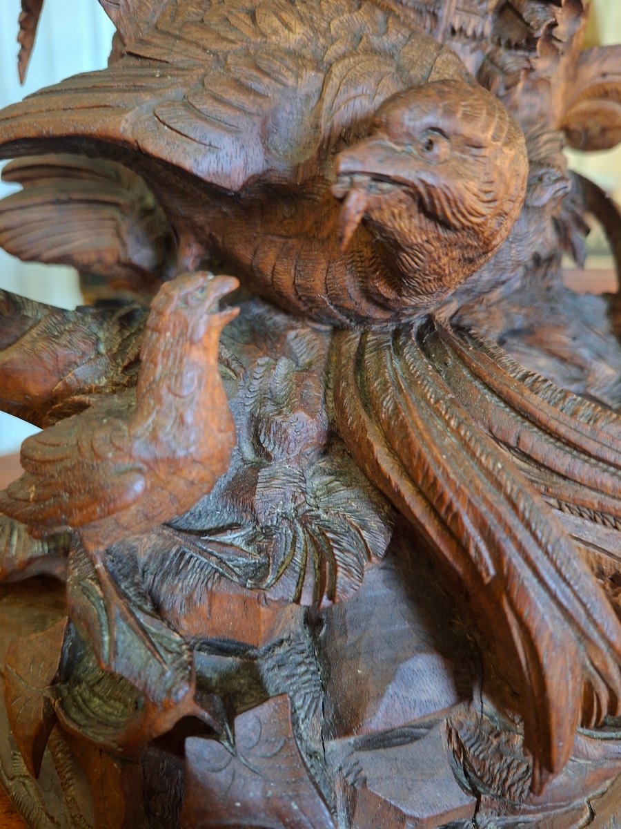 Vase en Cristal Soliflore Art Nouveau en Bois Naturel Sculpté -photo-3