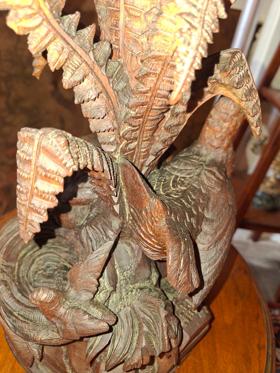 Vase en Cristal Soliflore Art Nouveau en Bois Naturel Sculpté -photo-4
