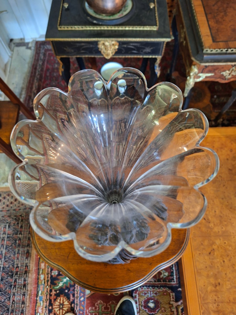 Vase en Cristal Soliflore Art Nouveau en Bois Naturel Sculpté -photo-5