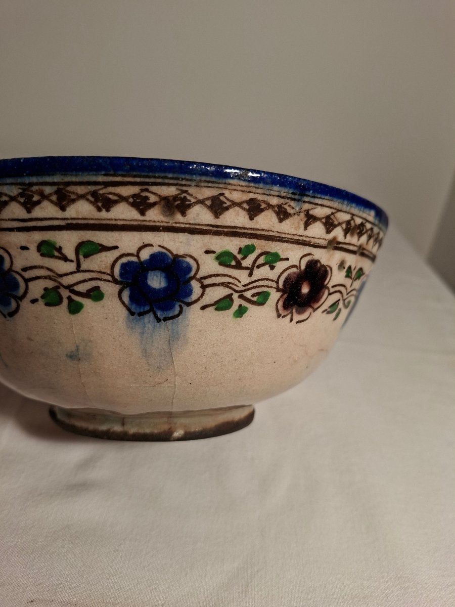 Bol  aux Motifs Floreaux  et de  Poissons Origine Perse , IRAN Qadjar -photo-1