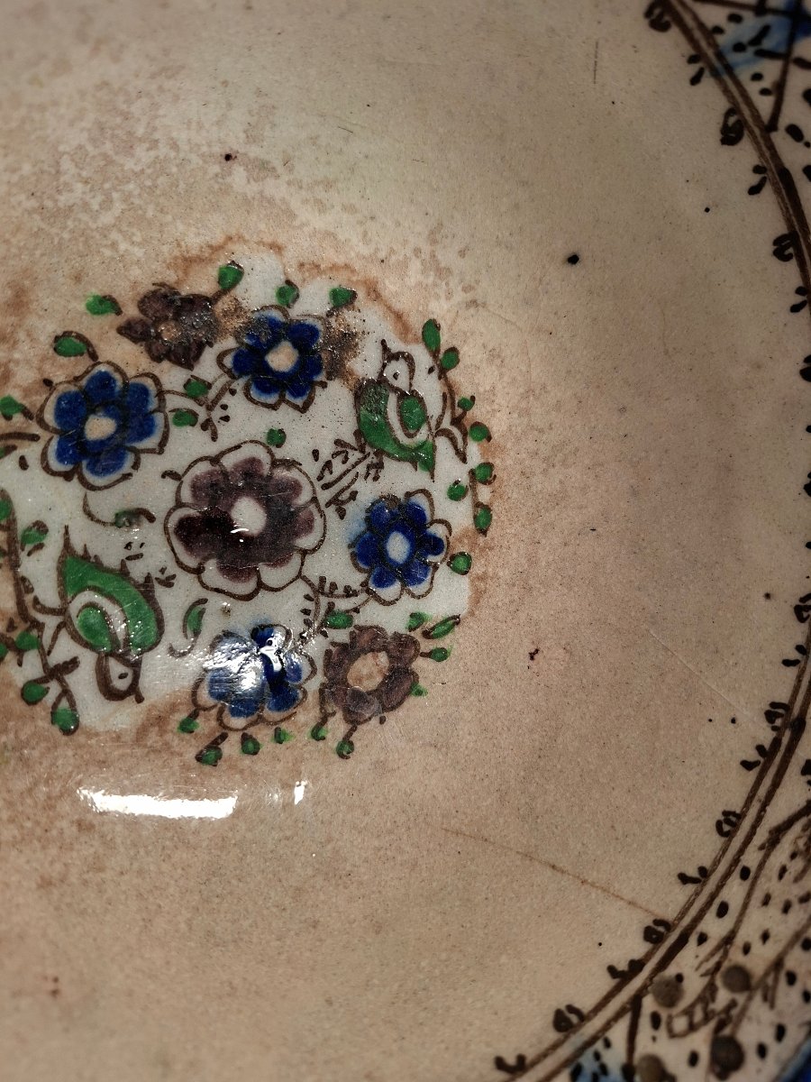 Bol  aux Motifs Floreaux  et de  Poissons Origine Perse , IRAN Qadjar -photo-2