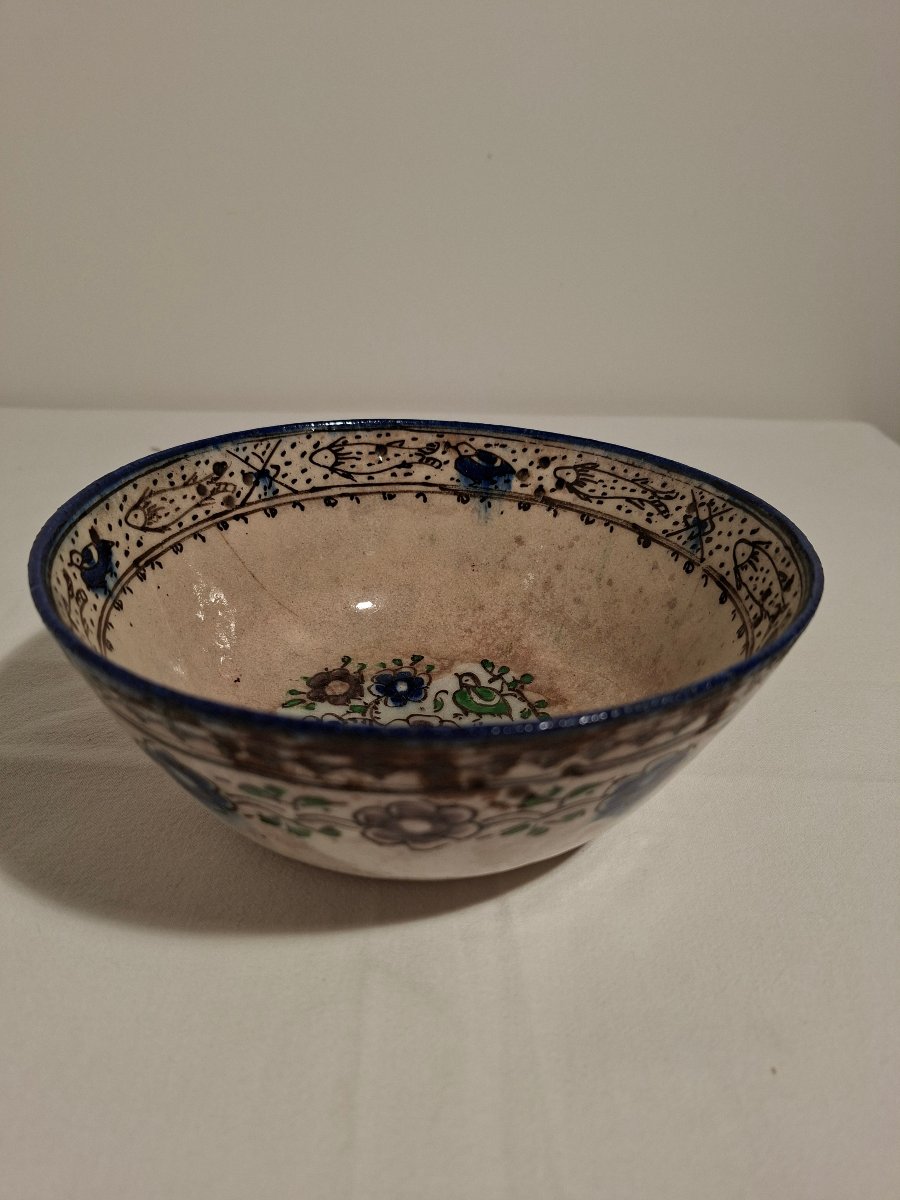 Bol  aux Motifs Floreaux  et de  Poissons Origine Perse , IRAN Qadjar 