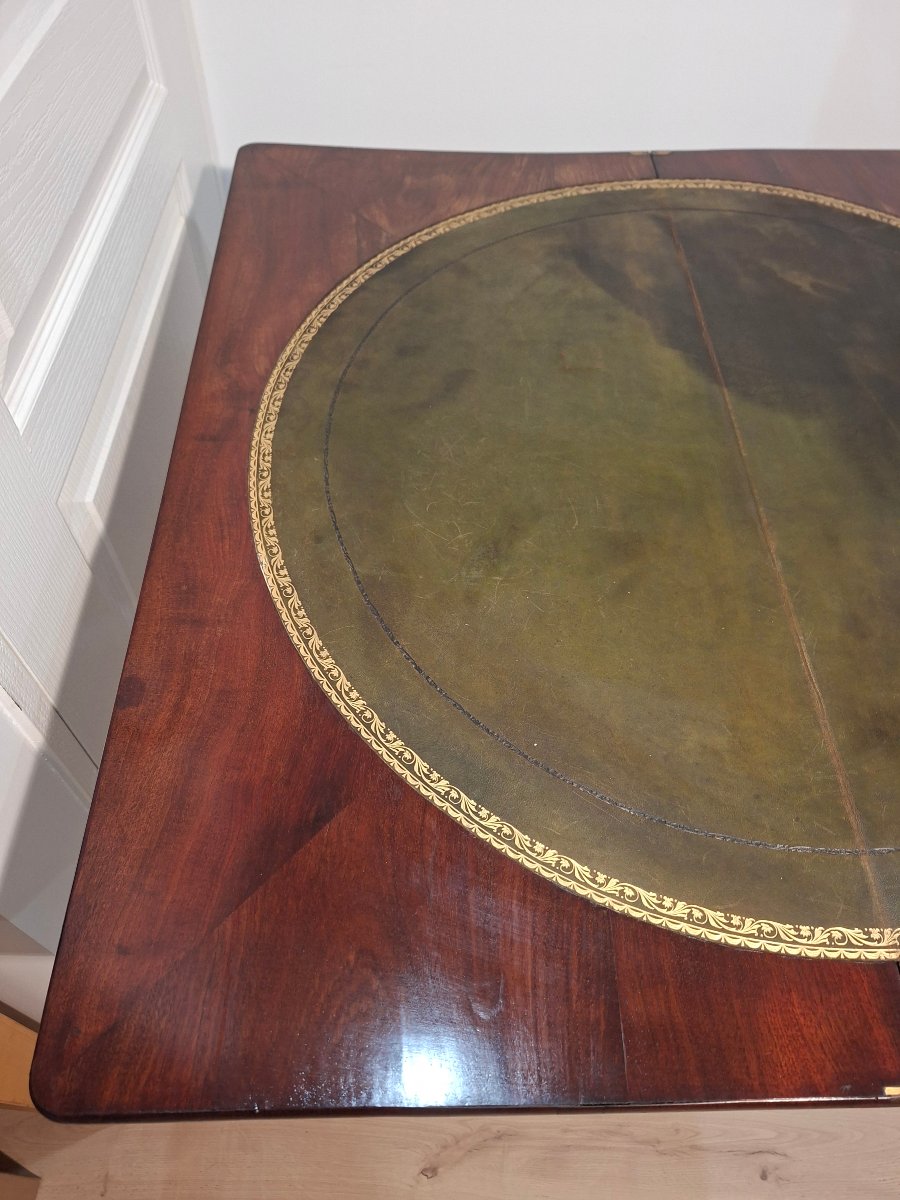 Table  à Jeu ou Console en Acajou à Plateau Tournant -photo-2