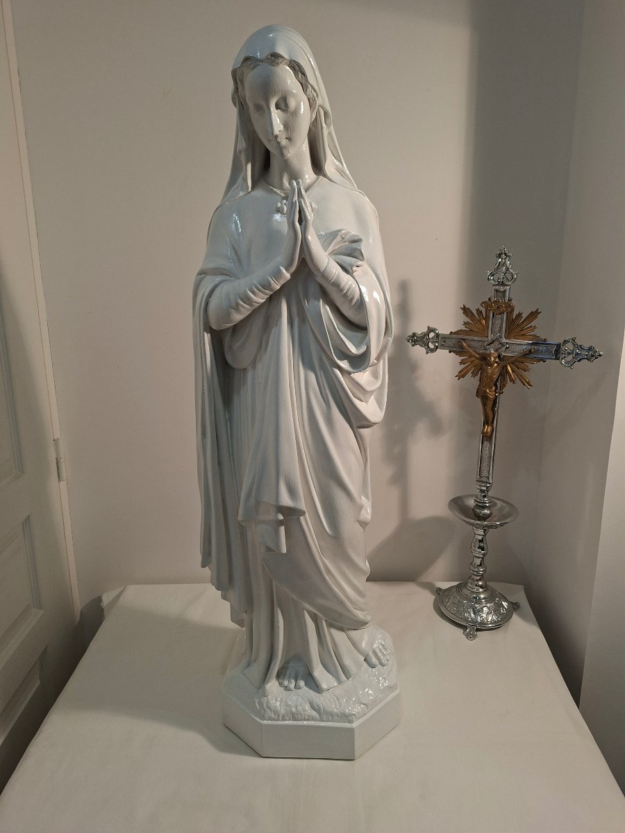 Grande Sainte-Vierge Marie en Terre Cuite-photo-2