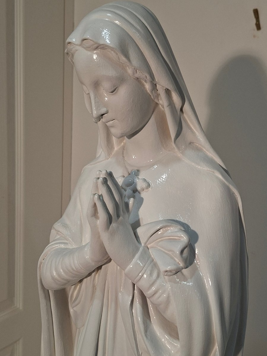 Grande Sainte-Vierge Marie en Terre Cuite-photo-3
