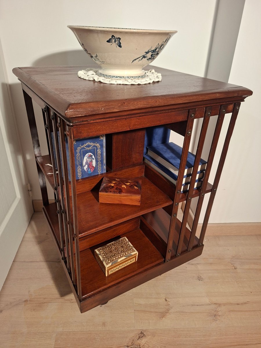 Victorian-era English Mahogany Revolving Bookcase -photo-2