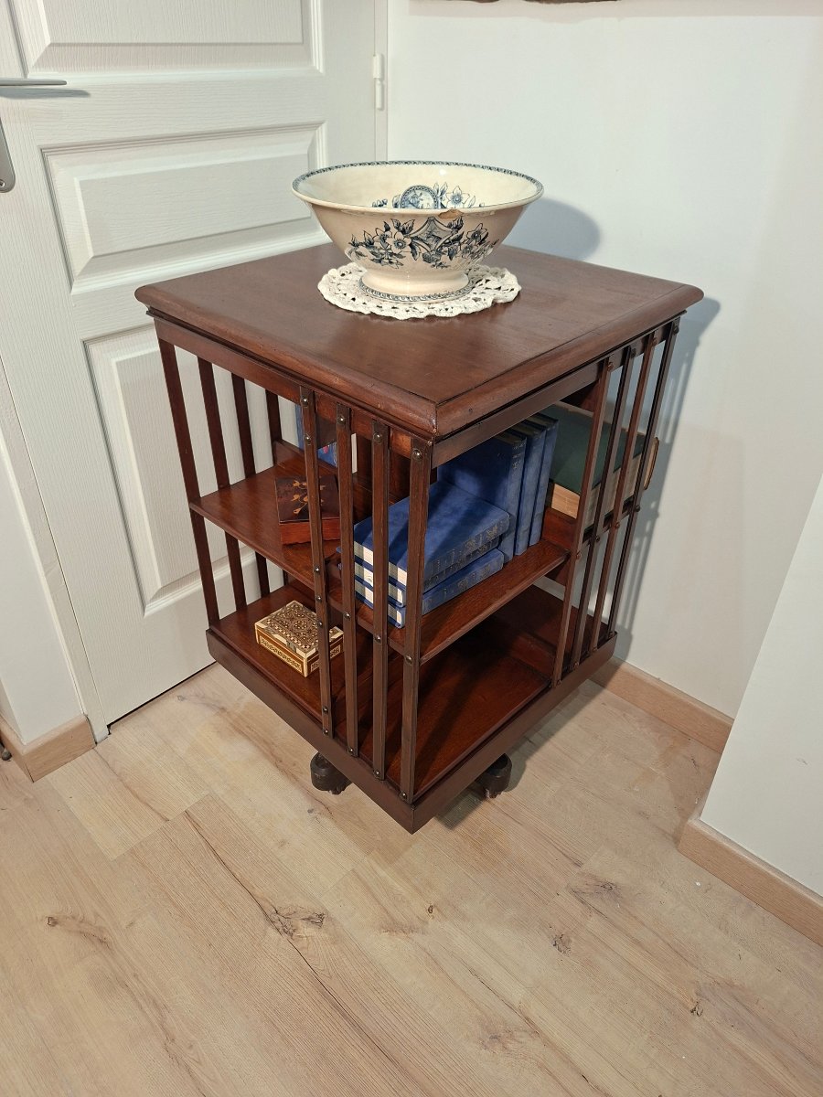 Victorian-era English Mahogany Revolving Bookcase -photo-3
