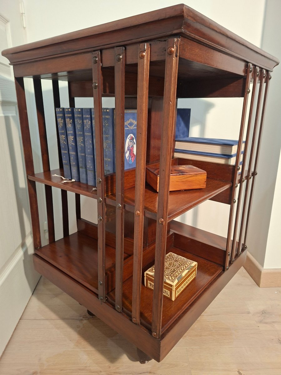 Victorian-era English Mahogany Revolving Bookcase -photo-1