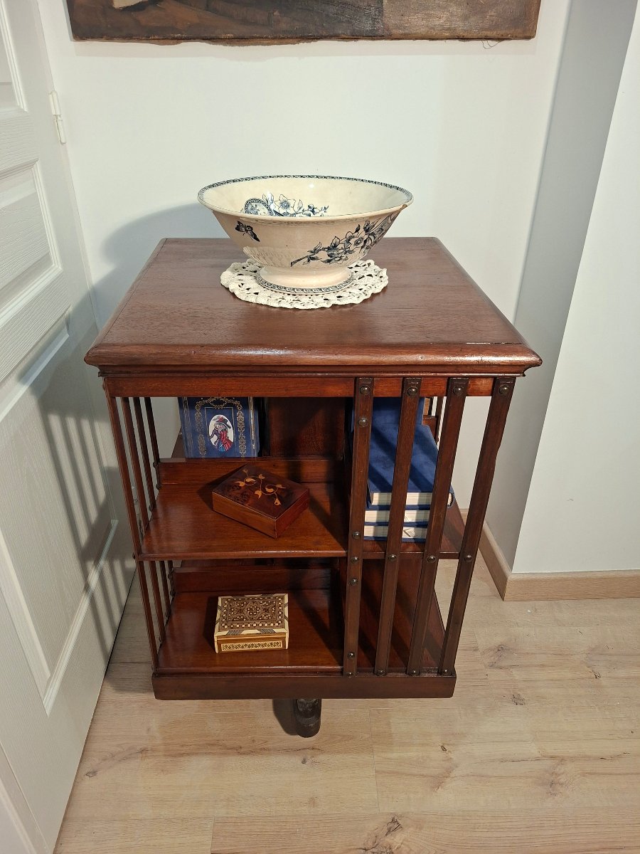 Victorian-era English Mahogany Revolving Bookcase -photo-2