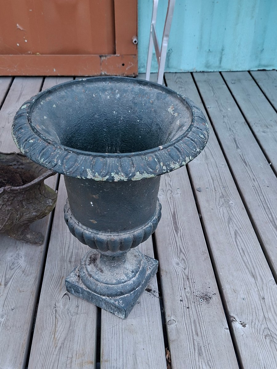 Paire  de Vases Medicis et Jardiniere de Style Rocaille de Charleville-photo-3