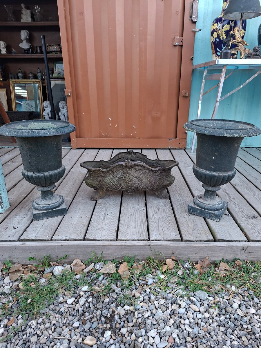 Paire  de Vases Medicis et Jardiniere de Style Rocaille de Charleville
