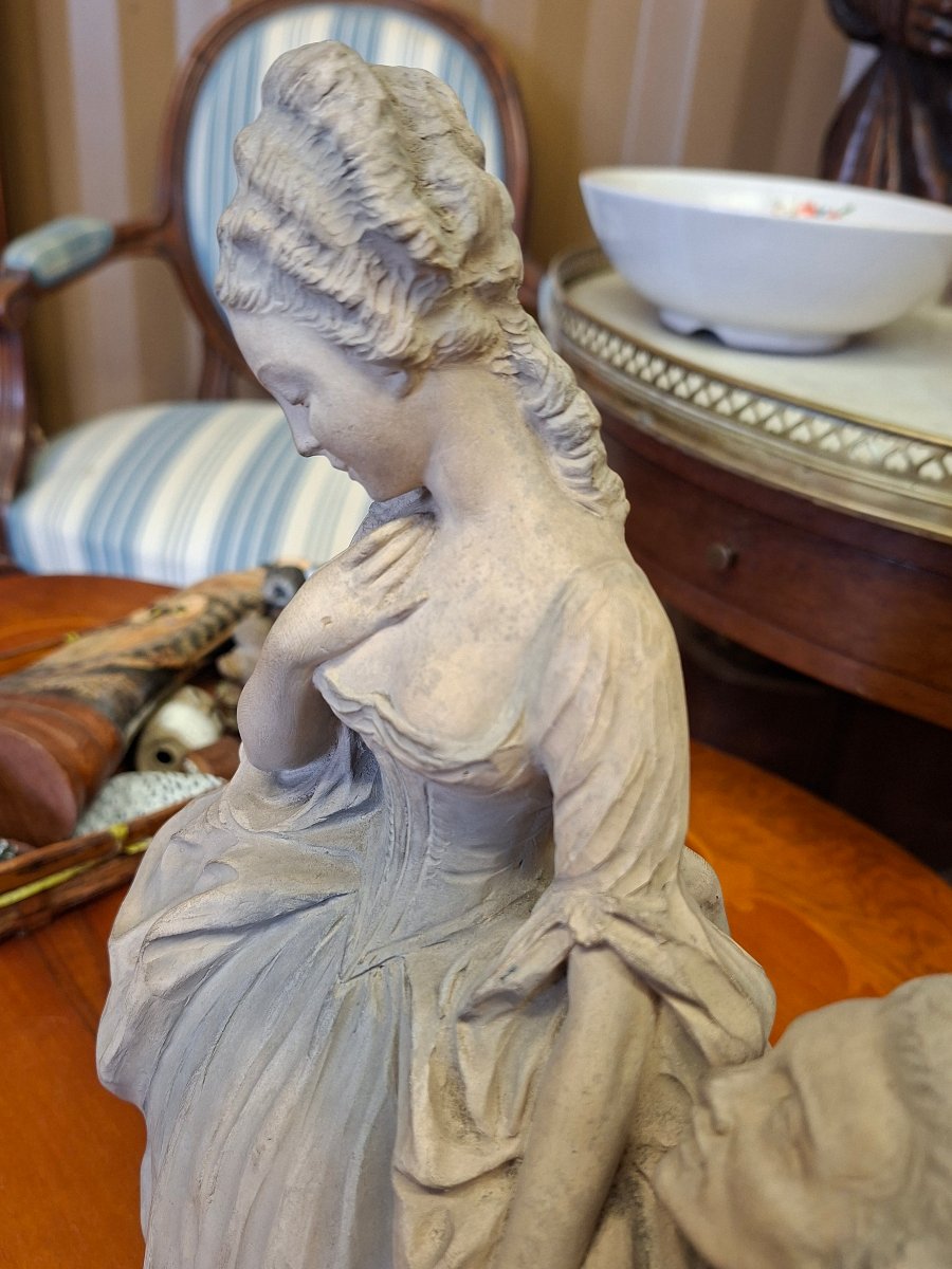 18th-century-style Courtly Couple, 19th-century Terracotta Sculpture-photo-1