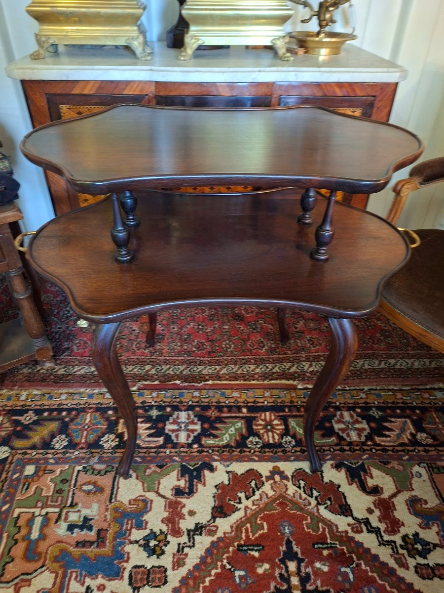 Fixed Two-tier Mahogany Tea/coffee Table-photo-5