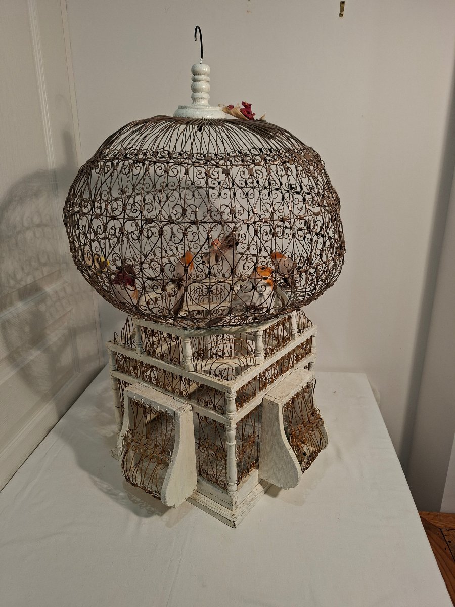 Cage à Oiseaux Décorative en Forme de Montgolfière vers 1900-photo-2