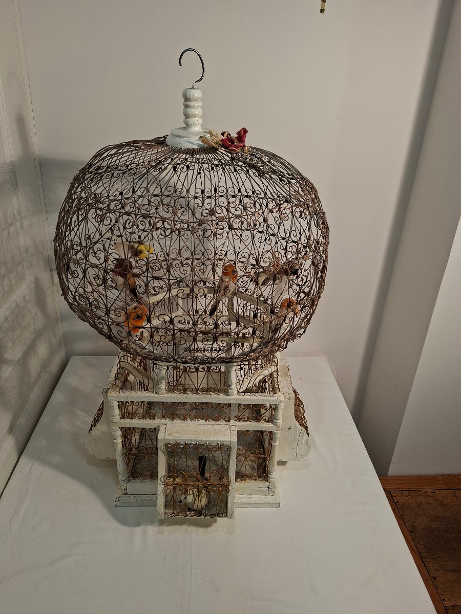 Cage à Oiseaux Décorative en Forme de Montgolfière vers 1900-photo-5