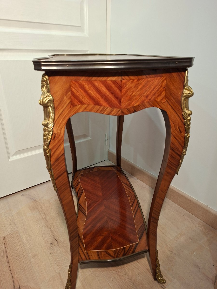 Table/Console en Marqueterie et Bronze Doré de Style LOUIS XV-photo-4