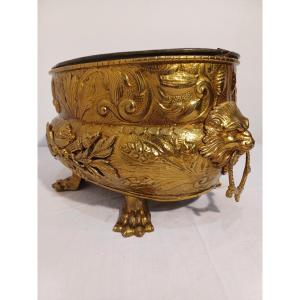 Louis XV Style Repousse Brass Jardiniere