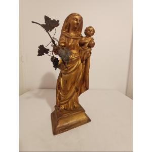  Sainte Vierge et l'enfant en bois doré 