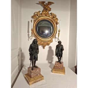 Voltaire et Rousseau en Pied , Bronzes à Patines  Brune époque 18ieme  Louis XVI