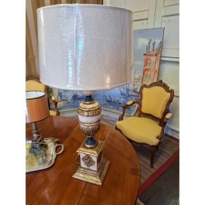 Lampe Baroque en bois peint 