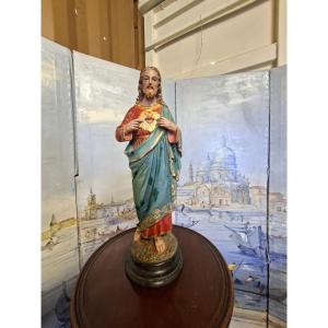 Statue de JESUS en plâtre Polychrome 