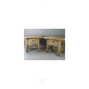 Chevet Rustique en Bois Naturel 