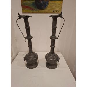 Pair Of Pewter Pitchers