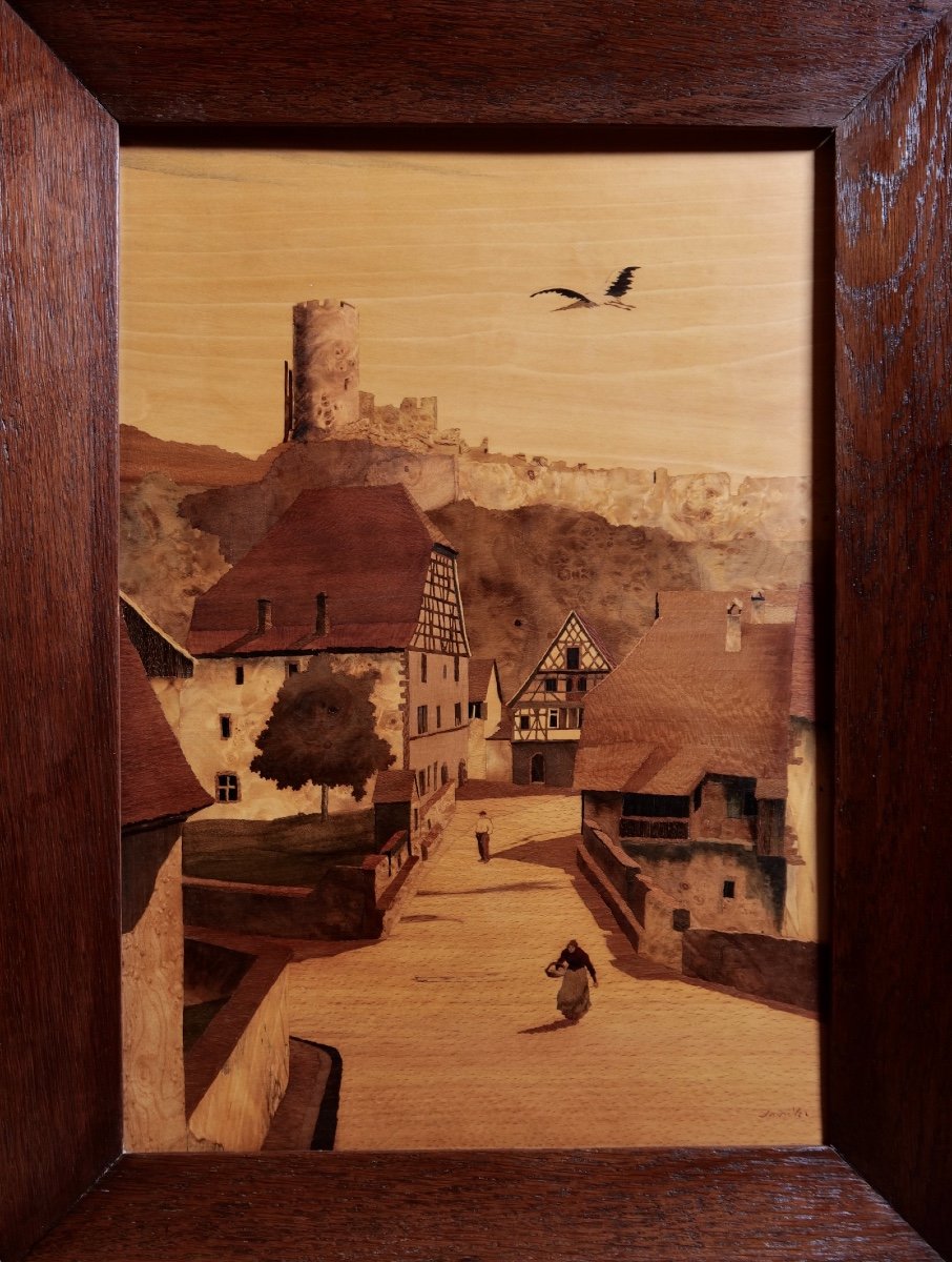 Spindler - View Of Kaysersberg - Marquetry - Alsace