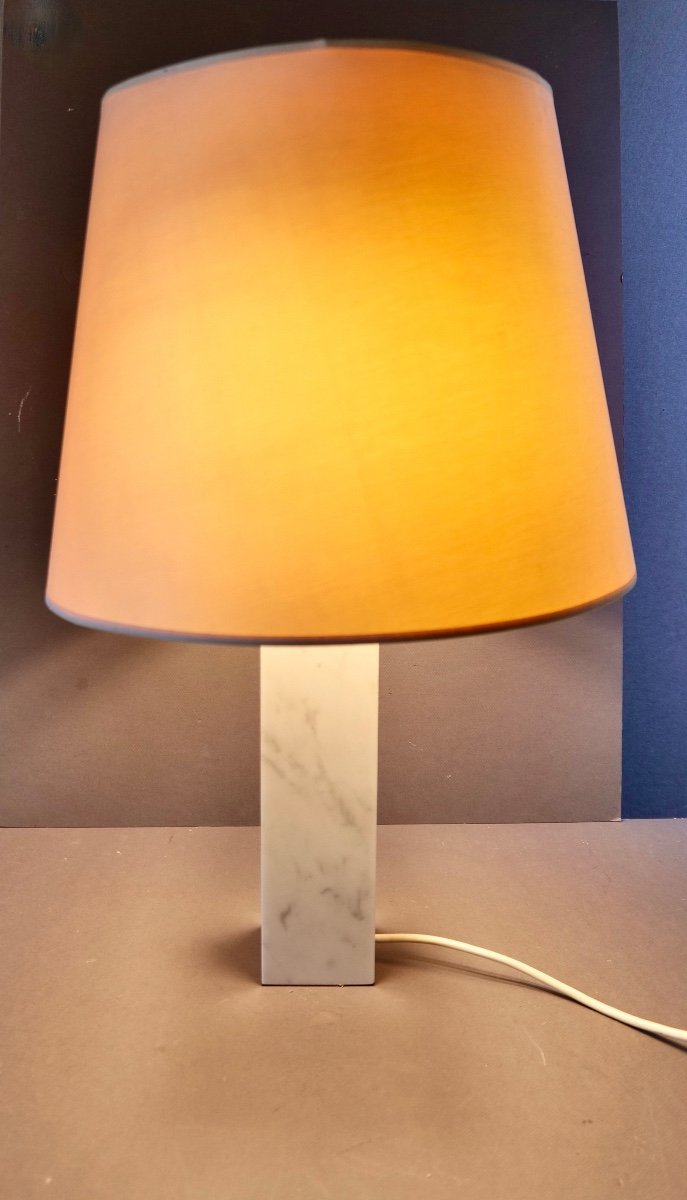 Belle Grand Lampe Modèle 180 De Florence Knoll (1917 - 2019) - Pied En Marbre De Carrare -photo-2