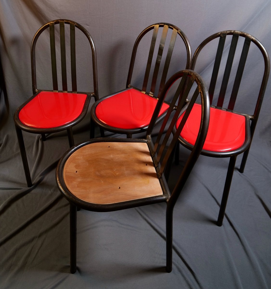 Ensemble De 4 Chaises Anciennes  De Robert Mallet-stevens - Design-photo-2