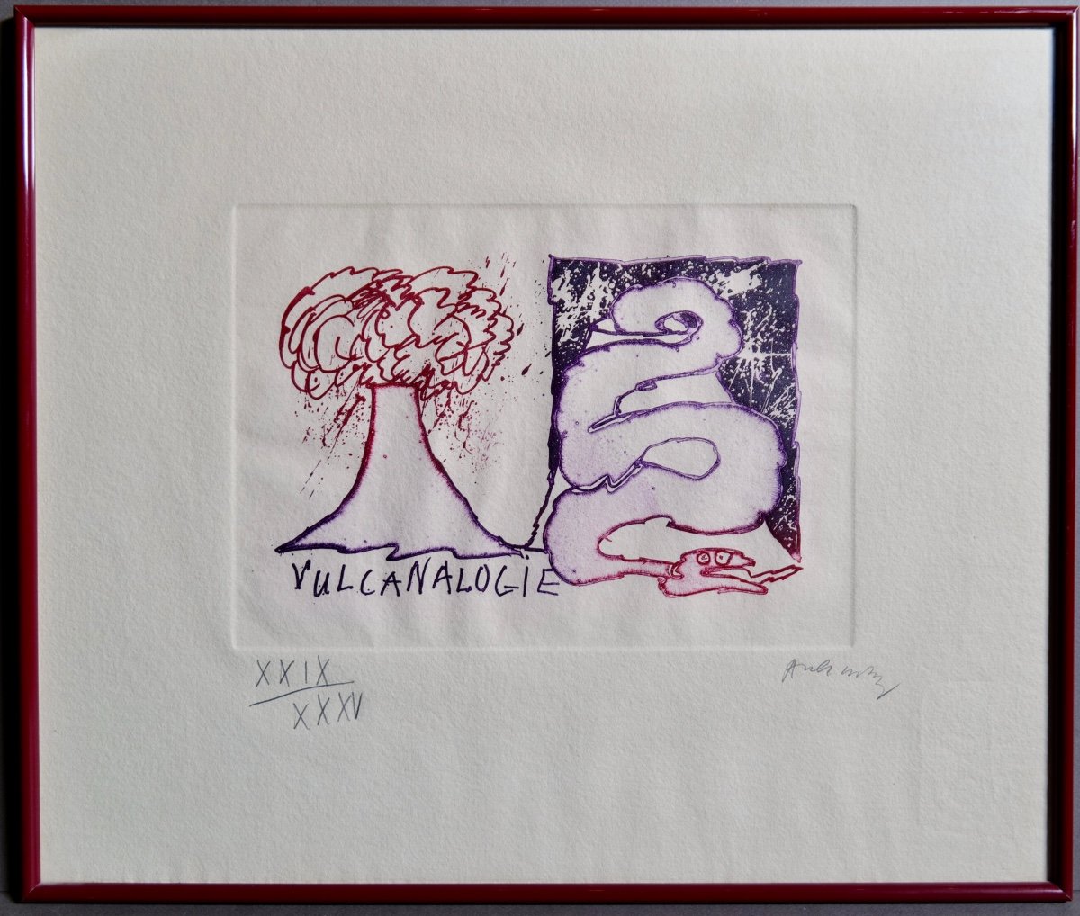 Pierre Alechensky - Eau Forte "vulcanologie - Cobra -photo-1