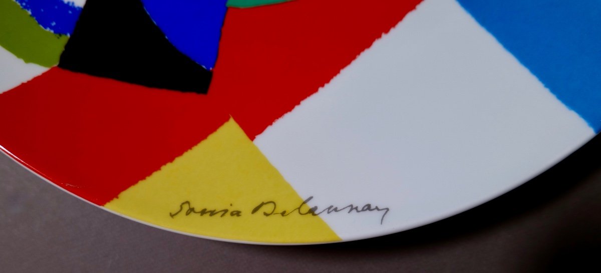 Large Dish By Sonia Delaunay "circular Rhythms" - Limoges Porcelain - Artcurial-photo-2