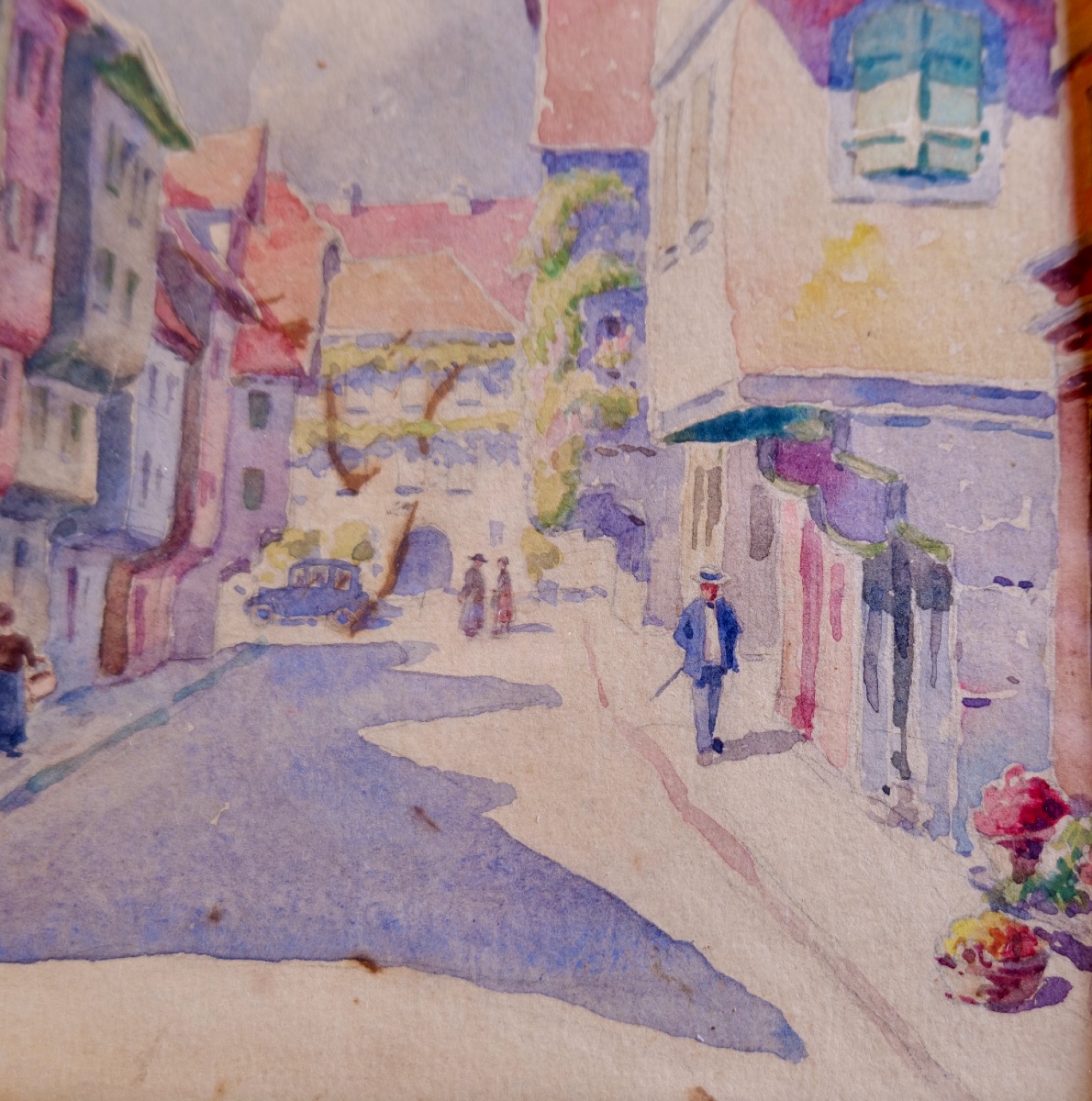 Hansi (1873 - 1951) "rue Du Général Gouraud In Obernai" Watercolor - Alsace-photo-2